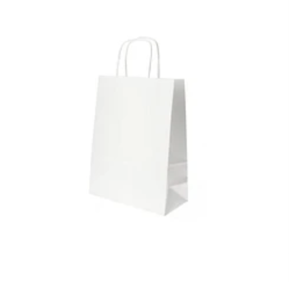 BOLSA KRAFT CON MANILLA (x Unidad) 22x10x24 (2) blanco