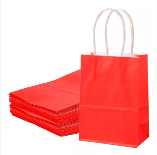 BOLSA KRAFT CON MANILLA (x Unidad) 18x9x24 (1A) roja